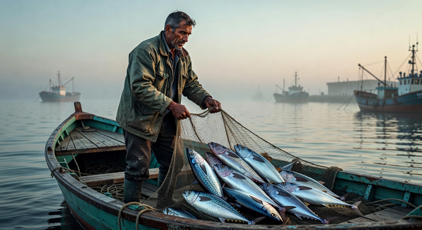 Fisherman holding fresh catch